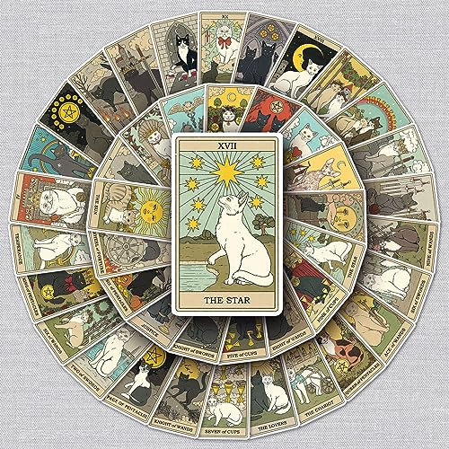 Tarot Aufkleber Tarot Sticker Set 78 Stücke Niedlich Deko für Auto Laptop Skateboard Fahrrad Moped Motorrad Fahrrad Computer,Geeignet für Erwachsene Kinder
