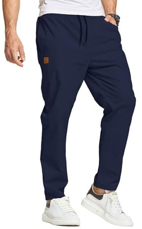 JustSun Hosen Herren Chino Cargo Hose Herren Freizeithose Cargohose Männer Jogginghose Herren Baumwolle Elastische Taille mit Kordelzug Blau XXL