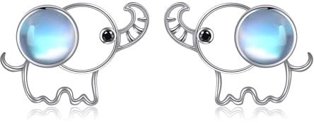 Elefanten Ohrringe 925 Sterling Silber Mondstein Elefanten Ohrstecker Niedlicher Elefanten Schmuck Geschenke für Damen Frauen Mädchen Tochter Elefanten Liebhaber