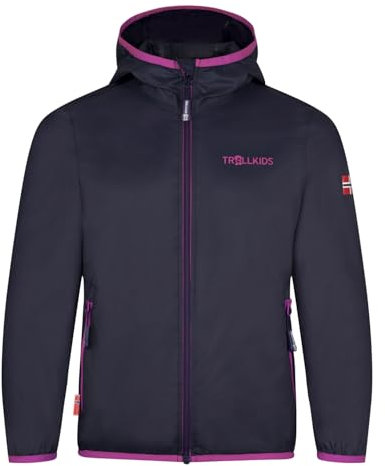 Trollkids Kinder Regenjacke Trolltunga, Marine/Malve Rosa, Größe 140