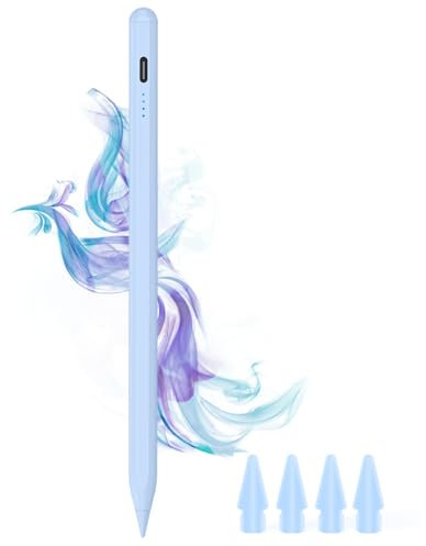 Stylus Pen for iPad 9th&10th - Type-c Charging Pencil for ipad Palm Rejection Active Pen Compatible with (2018-2025) Apple iPad 6/7/8/9/10/11(A16), Air 3/4/5/M2/M3, Mini 5/6, Pro 11/12.9/M4 (Blue)