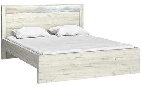 Lomadox Bett 160x200 cm Doppelbett Ehebett Schlafzimmermöbel Bettgestell modern in weiß mit LED Beleuchtung