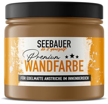 SEEBAUER diy Wandfarbe Braun 300ML für Innen (No. 612 Beech Wood) Edelmatte braune Innenfarbe - Brauntöne sehr hohe Deckkraft - Matt, Abwaschbar und Tropffrei