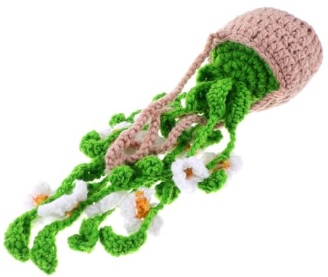 BESTonZON Cute Car Decor Crochet Spider Plant Potted Hanging Pendant Wall Art Decor