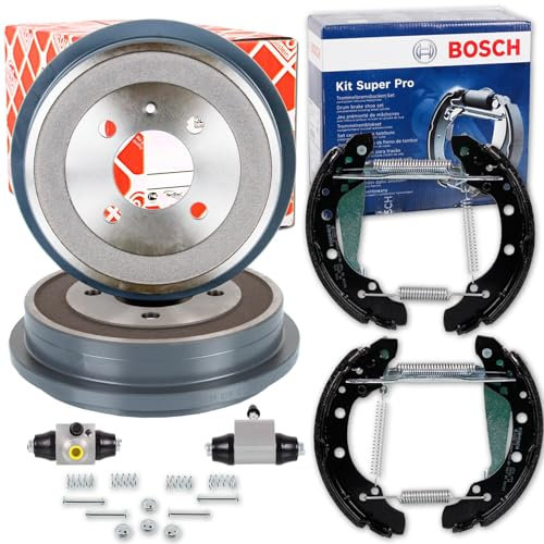 BandelOne enthält Febi Bremstrommeln 200mm + Bremsbacken für Lupo Polo 6N2 Arosa Ibiza 3