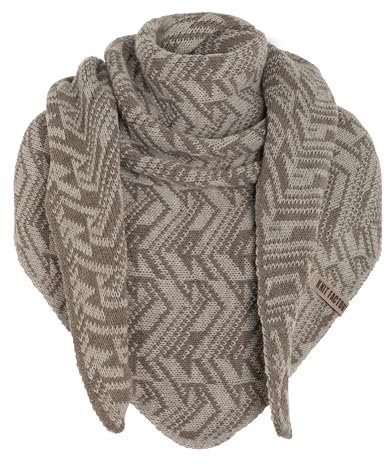 KNIT FACTORY - Dreiecksschal Josh - Damen Strickschal mit Wolle - Umschlagtuch für den Herbst und Winter - Winterschal - Dreieckstuch - XXL Schal - 200x70 cm - Marron/Iced Clay