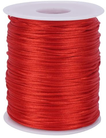 Luabue 1,5mm x 100m Colorido Hilo Pulseras Elastico Hilo Encerado de Nylon de Colores para Pulseras Adecuado para La Fabricación de Joyas de DIY, Pulseras, Decoraciones (Rojo, 1.5mm x 100m)