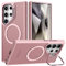 Buoluozy Cover per Samsung Galaxy S24 Ultra Compatibile con MagSafe, Supporto per Fotocamera Regolabile Incorporato, Case Protettiva Magnetica Antiurto, Custodia Sottile Traslucida Opaca, Rosa