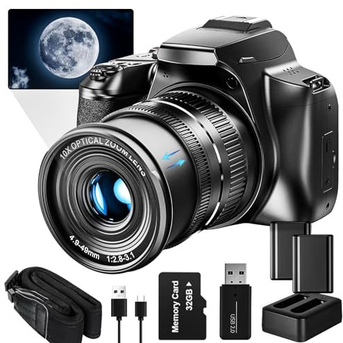 G-Anica Digital Camera, 64MP&4K Cameras for Photography & Video, 40X Zoom Lens,Vlogging Camera for YouTube with Flash, WiFi & HDMI Output,32GB SD Card(2 Batteries)