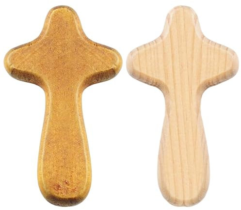 Xujuika Taschenkreuz | Gebetskreuz Jesus | Kleines Gebetskreuz | Kleines Holzkreuz Handschmeichler - Ideal Für Die Hosentasche Oder Unterwegs