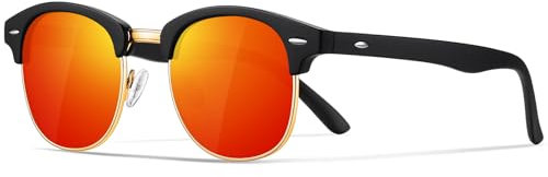 Occhsouo Polarisierte-Halbrahmen-Sonnenbrille-Unisex-Sonnenbrille-Herren-Damen Klassische Retro UV400 Schutz Rechteckig Sonnen brille Metallrahmen Autofahren Reisen,3