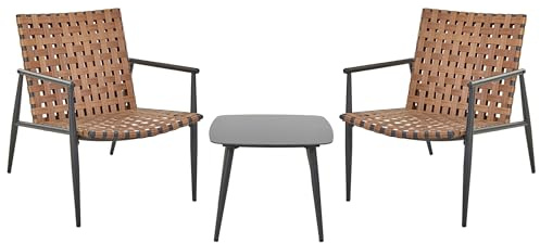 Balkonset PE-Rattan braun 2 Gartenstühle mit Tisch 50x50 cm rustikal Ziria