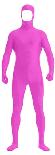 FASLOLSDP Costume per cosplay Zentai, tuta intera per adulti, tuta integrale unisex, per feste, Halloween, Natale, a maniche lunghe, body per Halloween, rosa intenso, XXL