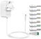 Tonton 12V DC Power Supply Adapter 1.8M(6ft), 2A 1A 24W AC/DC Power Adapter Cord, Power Plug DC Male 5.5x2.1mm with 8 Tips for LED Strip Light, CCTV Camera, BT Speaker, GPS, Webcam, Router (White)