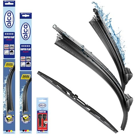 alca® Scheibenwischer mit Heckwischer passend für FIAT GRANDE PUNTO (09.2010-07.2014) SUPER FLAT Flachbalkenwischer