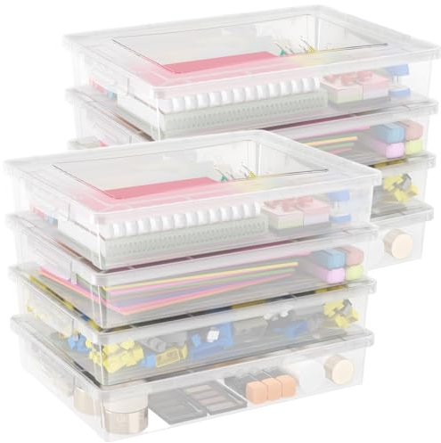 Lifewit 8 Pack 5L Aufbewahrungsbox mit Deckel, Plastikbox mit Clip-Verschlüsse, Dokumentenbox A4, Transparent Organizer, Mehrzweck-boxen für Bastelarbeiten, Papier, Künstlerbedarf, Bauklötze, Werkzeug