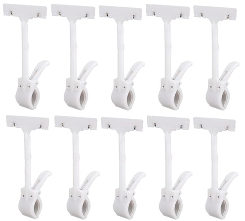 MEISO 10 Stück Ausstellungszeichen Clip, Warenclip Preisschilder, Clip für Etiketten, Clip für rotierende Etiketten aus Kunststoff für Schilder für Supermärkte oder Geschäfte (weiß)