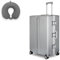 WINLIFE Größe XL Reisekoffer Alu-Rahmen mit ABS + Anthrazit Nackenkissen & TSA Nummern-Schloss 75cm Hartschalenkoffer | große Koffer Farbe-Silber