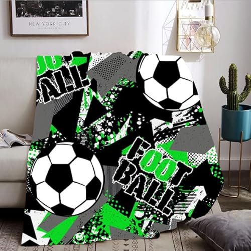 VTRXEG Kuscheldecke Fußball 130x150,Weich und kuschelig Flanell Decke Fußball,für Jungen und Teenager kuscheldecke flauschig fußball (D, 130x150cm)