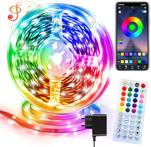 Tira LED 30m RGB 24V - Tira luminosa Mando a distancia y APP, 3600 Lm, Multicolor, Ajustable, Fácil de Instalar, Sincronización de Música, Iluminación Ambiente para Dormitorio, Salón, Gaming, Fiestas