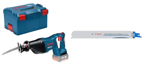 Bosch Professional 18V System Cordless Reciprocating Saw GSA 18 V-LI + 2X PRO Medium-Thick Metal S1137BEF Precise Reciprocating Saw Blade (Metal Pipes & Profiles, Non-Ferrous Metals, 225 mm)