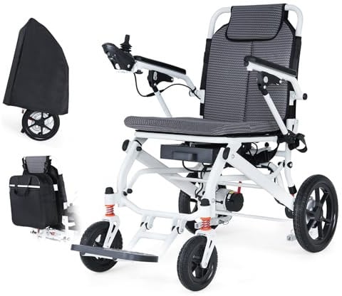 WEYRAL 2025 Elektrischer Rollstuhl Faltbar Leicht 18 kg, 2 * 12AH Lithium-Batterien, 48 km Reichweite, Klappbarer kompakter Elektrorollstuhl, für Flugreisen zugelassen