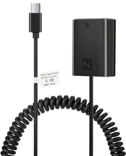 TAVT NP-FZ100 Dummy Akku mit USB Typ-C Kabel für Sony A7 III, A7 IV, A7S III, A7R III, A7R IV, A7R V, A7C, A7C II, A7CR, A6600, A6700, A1, A9, A9 II, ZV-E1, FX3, FX30 (geeignet für 9V/12V AC Adapter)