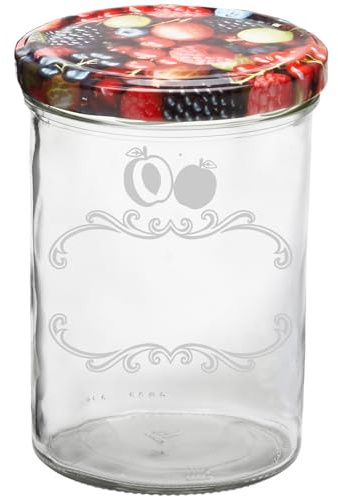 LUXENTU Geschenkglas mit Gravur, Früchtemotiv, 435 ml, 6 Stück | Personalisierte Marmeladengläser mit Wunschtext für Erntezeit, Weihnachten & Geburtstag, spülmaschinenfest