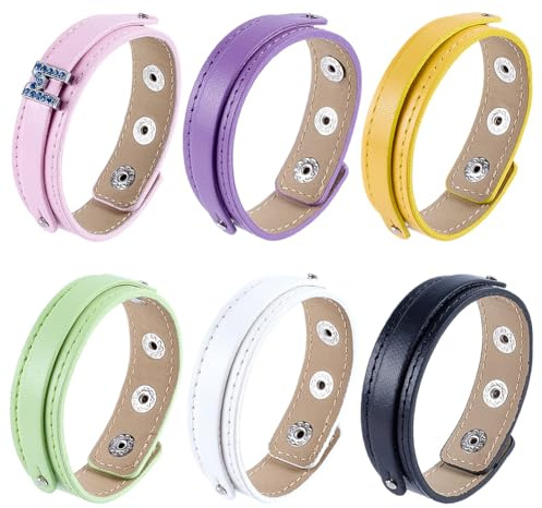 CALFOVERA 6 Farbe Doppellagiges PU Lederarmband Verstellbares Lederarmband Schiebemanschette Armbänder Mit Druckknopf DIY Zubehör Armbänder Für Schiebebuchstaben Schmuckherstellung Basteln