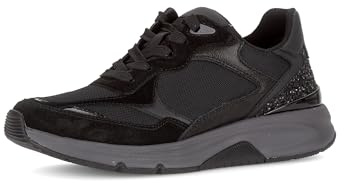 Gabor Damen Low-Top Sneaker, Frauen Sneaker,Sensitive,Derby,Silber,rosa,grau,beige,Lack,braun,klassisch,Komfort-Mehrweite,schwarz,36 EU / 3.5 UK