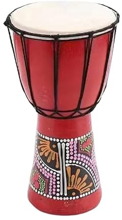 10,2 cm kompakte hölzerne afrikanische Trommel Djembe Bongo Hand Percussion Musikinstrument mit Muster für Kinder Familie Unterhaltung Freunde Versammlung Festival Party Reisen tragbar leicht stabil