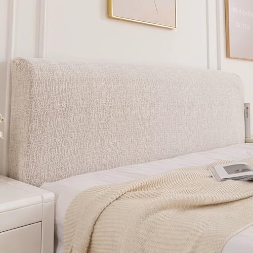 Kopfteilbezug aus Baumwoll-Leinen für Kingsize Doppel Einzel bett, All-inclusive Elastisch Rückenlehnen-bettkopfteil husse, Schutzhülle bezug für Holz/Leder/Polsterkopfteile(Length:140-160cm,Brown)