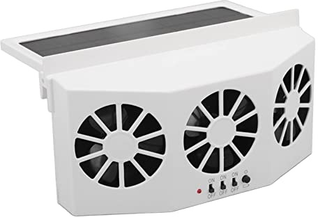Cosiki Enfriador de Coche con Energía Solar, Extractor de Ventana de Coche con Diseño de 3 Ventiladores para Ventilación y Refrigeración, Ventilador de Radiador Solar para,