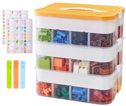 TEGOVE Cajas Almacenaje para Lego Organizador Juguetes,Caja de Almacenamiento para Niños,cajas apilables,Transparente Cubos de Compartimentos Grande,piezas pequeñas para Juguetes Habitación Infantil