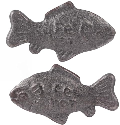 Kronabelle 2 Pcs Fish-Shaped Cast Iron Pieces, Natural Iron Release for Food, Hot Water and Broth Use, Reusable Tools for Home Cooking