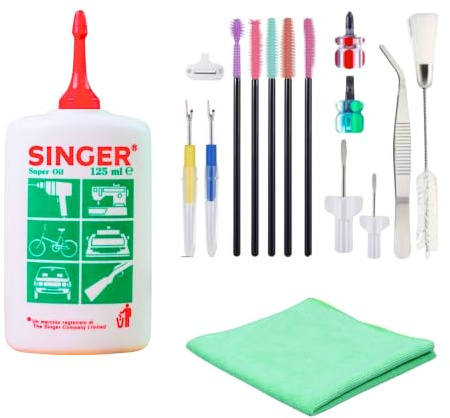 Sewing Machine Oil Cleaning Kit with Tools, Clipper Oil Set, Hair Clipper Oil & Machine Oil Bundle, Clock Oil Use, Microfibre, Cloths & Duster Cloth for Maintenance and Lubrication