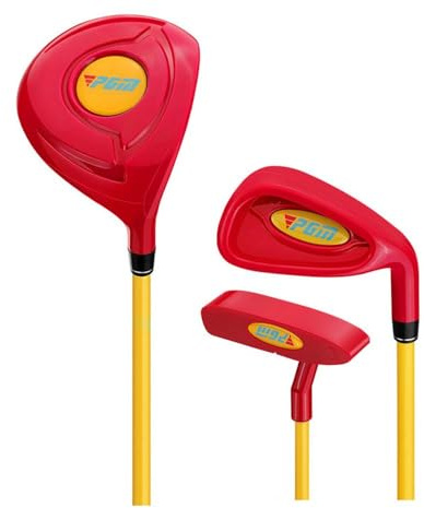 Juego completo de palos de golf para niños con palo de golf de hierro para principiantes, niños y niñas, para practicar swing de golf, palos de utilidad híbridos (edad 4-5, rojo (sin bolsa))