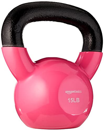 Amazon Basics – Kugelhantel mit Vinylbeschichtung, 15 lbs (6,8 kg), Rosa
