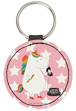 Mr. & Mrs. Panda Rund Schlüsselanhänger Einhorn Sekretärin - Geschenk, Einhörner, Glücksbringer, Unicorn, Schutzengel, Taschenanhänger,