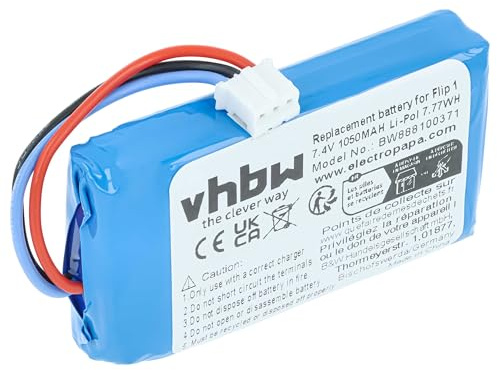 vhbw 1x Akku Ersatz für JBL AEC653055-2S für Lautsprecher Boxen Speaker (1050 mAh, 7,4 V, Li-Polymer)