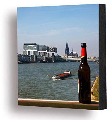 Köln Bild - Skyline mit Kölsch,10x10cm oder 14x14cm, MDF, Geschenk, Deko, Köln, Kölngeschenk, Cologne, Holz, Kunst