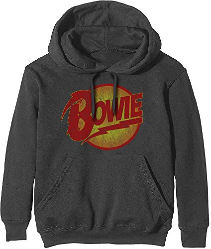 David Bowie Band Monkey Unisex Pullover Hoodie Vintage Diamond Dogs Logo Grey