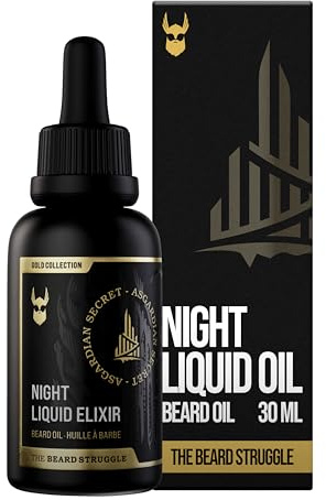 The Beard Struggle Night Liquid Elixir Beard Oil - Gold Collection - Asgardian Secret - Beard Oil for Men - Natural Blend for Softens, Moisturizing, & Healthier Beard Growth (30 ml)