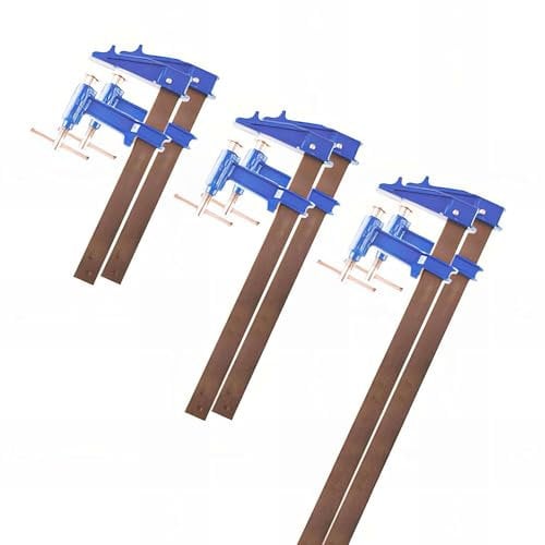 Lot de 6 serre-joints à pompe section 35 x 8 mm - 2 x 40 cm, 60 cm et 80 cm