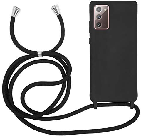 MyGadget Handykette für Samsung Galaxy Note 20 - [ Hülle mit verstellbaren Band ] - TPU Handyhülle mit Handyband zum Umhängen - Kordel Schnur Case Schutzhülle - Schwarz