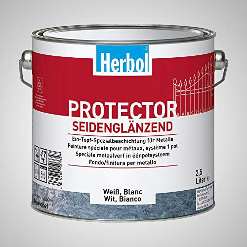 Herbol Protector | Seidenglänzende Spezialbeschichtung für Eisen- und NE-Metalle AußenMetallic Silber ca. DB 701 | 2,5 Liter