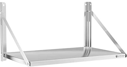 Royal Catering Étagère Murale Pliable Rabattable Pliante RC-BFWS8045 (80 x 45 cm, Capacité De Charge 40 kg, Épaisseur Tablette 30 mm, Montage Mural, Acier Inoxydable)