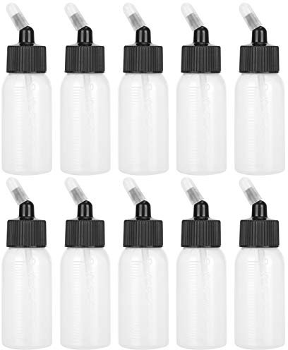 Airbrush Storage Bottles, 30ml Transparent Corrosion Resistant Pigment Containers for Dual Action Siphon Spray Guns, 10 Pack