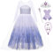 New front Déguisement de Princesse Robe Frozen Costume Elsa Frozen Girl Robe Tulle Jupe pour Cosplay Fête Halloween Anniversaire Carnaval Noël avec Accessoires,Violet+6ps,140
