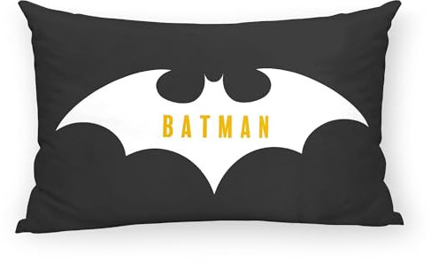 BELUM | Kissenbezug Batman | Kissenbezug Half Panama 100% Bio-Baumwolle | Kissenbezug mit unsichtbarem Reißverschluss | Größe: 30 x 50 cm